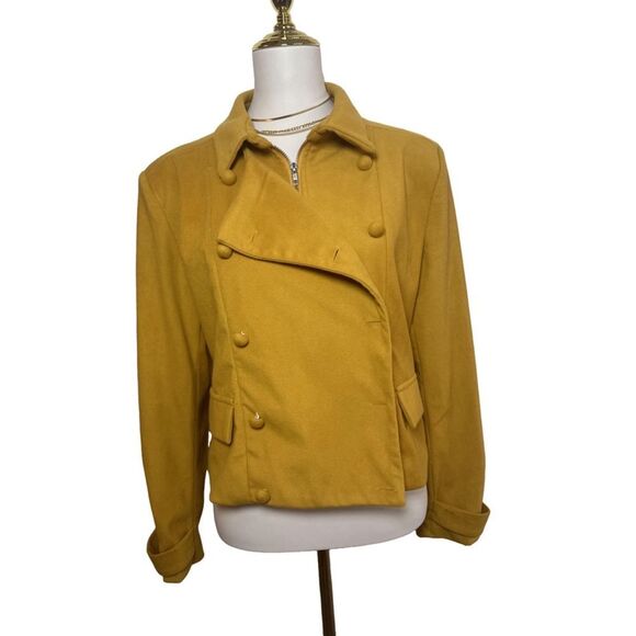 Misslook Jacket Blazer Moto Suede Mustard‎ Yellow XL - Picture 1 of 10